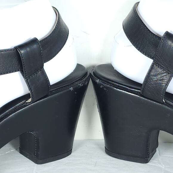 AGL Women’s US 9-9,5 EU40 Black Leather Cross STrap Chunky Platform Sandals - Picture 14 of 16